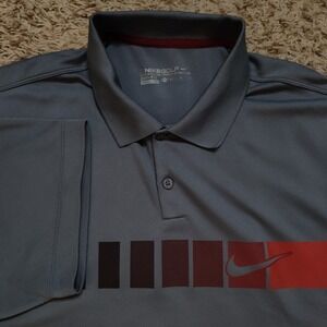 Nike Golf Gray Polo Men Sz M Short‎ Sleeve Performance Dri Fit Shirt